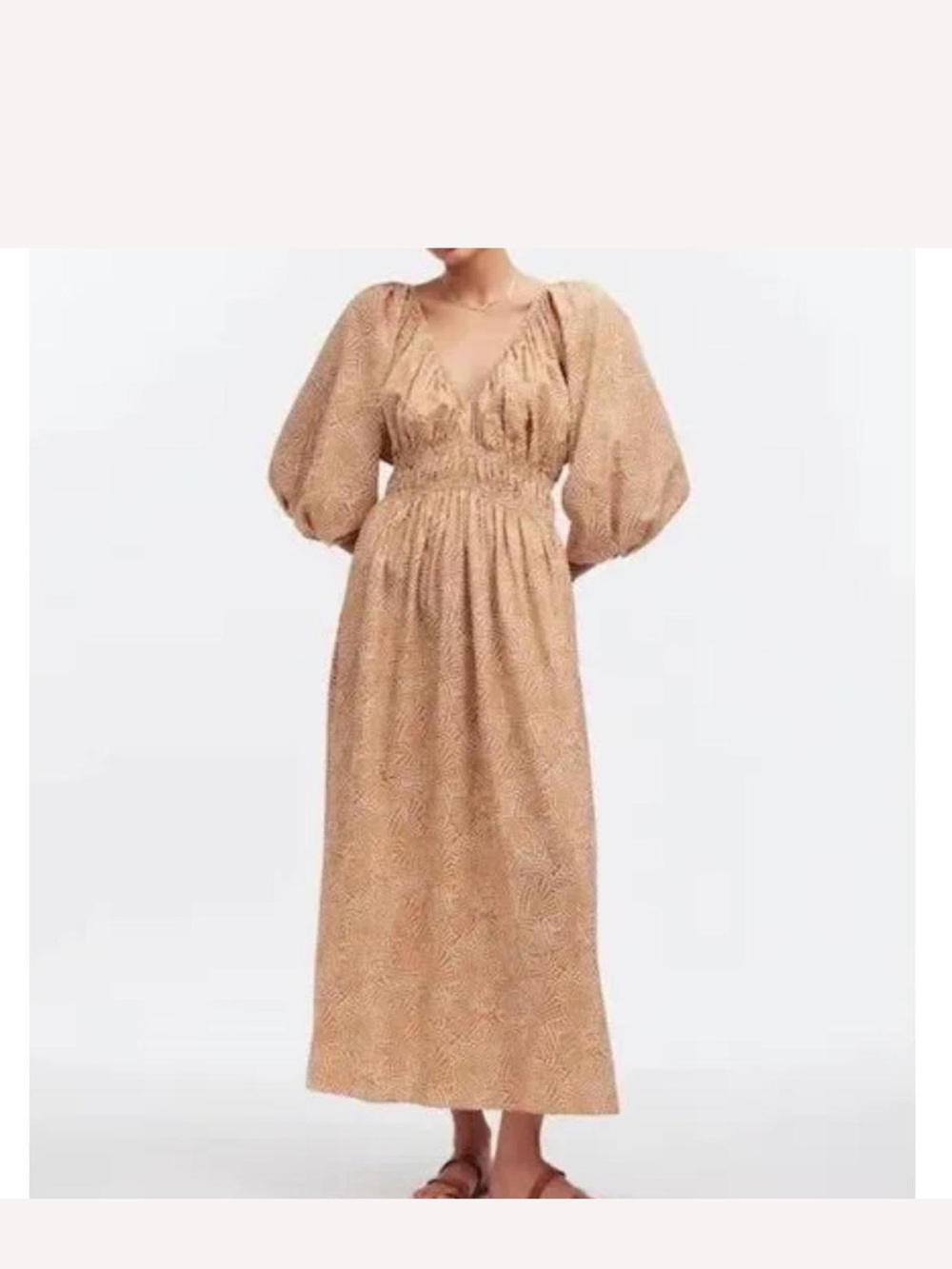 Madewell V-Neck Balloon Sleeve Maxi Dress - Spiral Dot Khaki